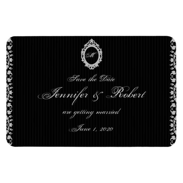Gothic Rahmen Monogramm Save-the-Date Magnet (Horizontal)
