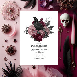 Gothic Raven and Dark Floral Junggeselinnen-Abschi Einladung