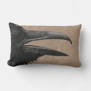 Gothic Raven Bird & Imitats Burlap Lendenkissen