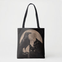 Gothic Raven, Black Cats and Moon