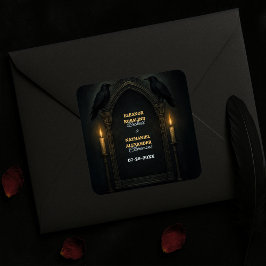 Gothic Raven Candlelight Arch Wedding Quadratischer Aufkleber