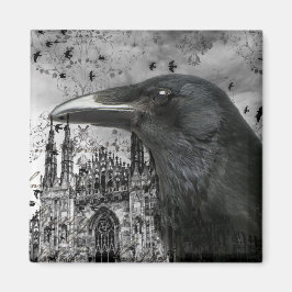 Gothic Raven Collage Magnet