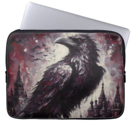 Gothic Raven Crow Bird Painting Black Gray Laptopschutzhülle