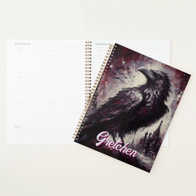 Gothic Raven Crow Bird Painting Personalisiert Planer (Anzeige)