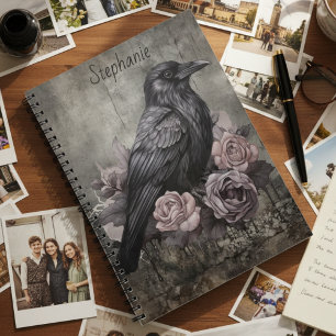 Gothic Raven Dark Academia Floral Notizblock