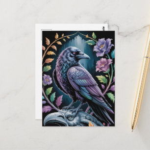 Gothic Raven Dark Academia Mystisch Postkarte