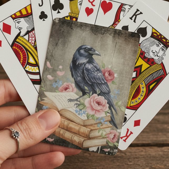 Gothic Raven Dark Academia Spielkarten (Dark Academia Raven, Books and Roses playing cards
)