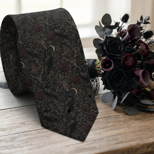 Gothic Raven Dark Floral Krawatte