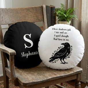 Gothic Raven Floral Dark Academia Geburtstagsgesch Rundes Kissen