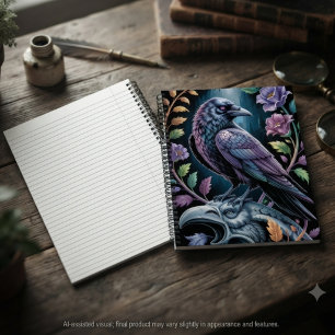 Gothic Raven Floral Dark Academia Geschenk Notizbuch