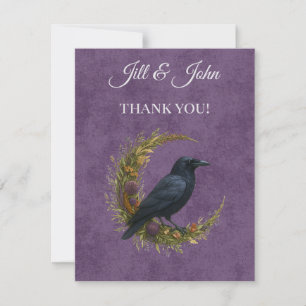 Gothic Raven Greenery Hochzeits-Dankeskarte Dankeskarte