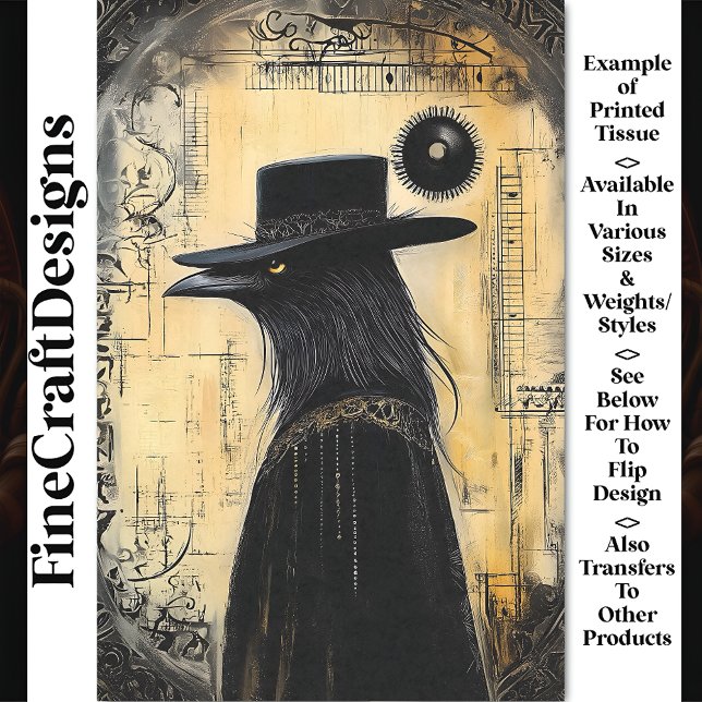 Gothic Raven in Black Hat & Cloak BQ4 Decoupage Seidenpapier (Von Creator hochgeladen)