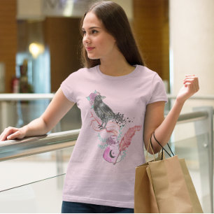 Gothic Raven Liebe floral Graphic T-Shirt