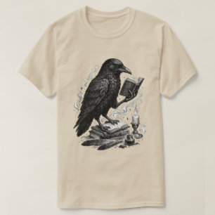 Gothic Raven liest alte Bücher Kunst T-Shirt