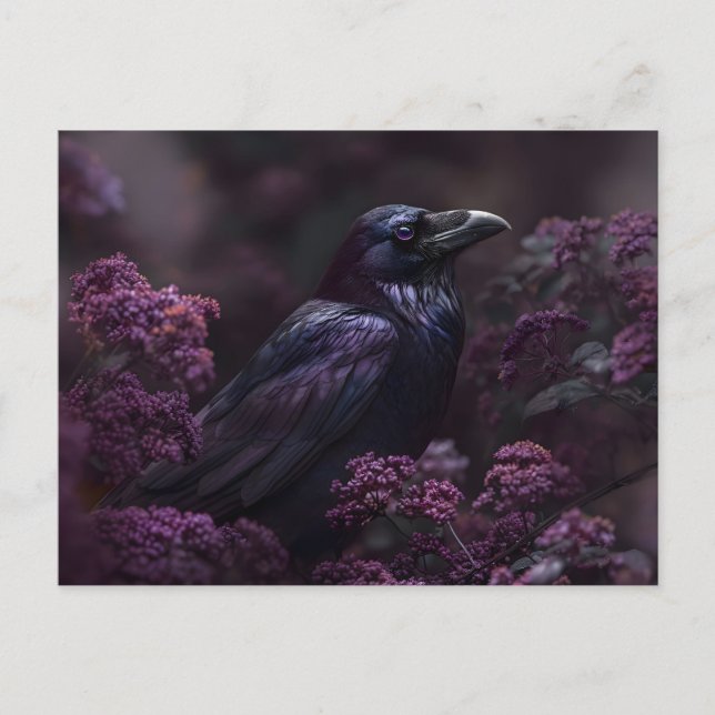 Gothic Raven Lila Foliage Postkarte (Vorderseite)