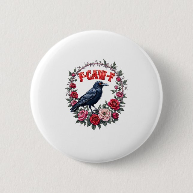 Gothic Raven Lustiger Halloween F-Caw-F Krähe Vint Button (Vorderseite)