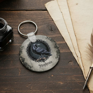 Gothic Raven mit Namen Schlüsselanhänger