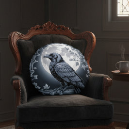 Gothic Raven Mond Dunkle Akademie-Häusliche Dekora Rundes Kissen