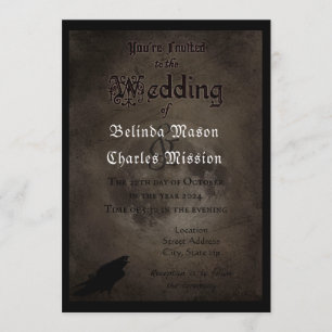 Gothic Raven & Moon Hochzeit Einladung