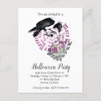 Gothic Raven nie mehr Halloween-Party Einladung