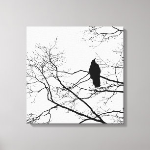 Gothic Raven on a Treff Branch Art Leinwand