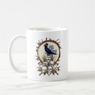 Gothic Raven on Pile of Skulls Bird Tasse