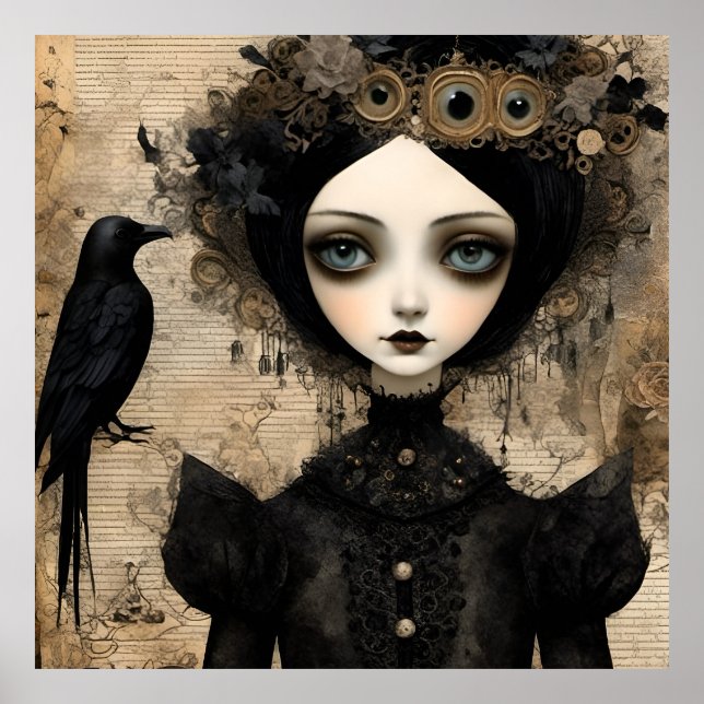 Gothic Raven Princess Collage Poster (Vorne)