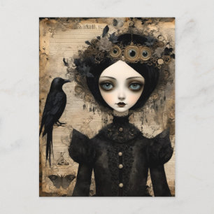 Gothic Raven Princess Collage Postkarte