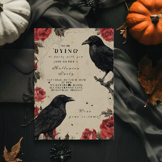 Gothic Raven Rose Halloween-Party Einladung