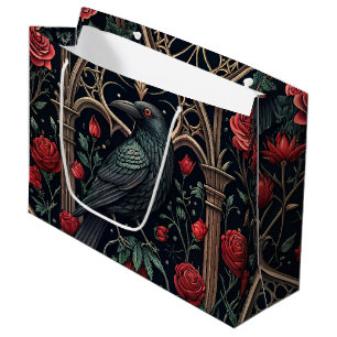 Gothic Raven Rosen Ornamentales Muster Große Geschenktüte