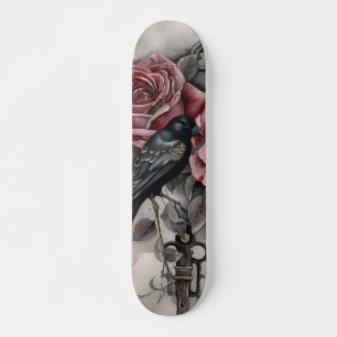 Gothic Raven & Roses Skateboard 