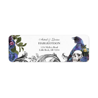 Gothic Raven & Skull Lila Rücksendeadresse
