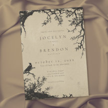 Gothic Raven Tree Gravur Schwarze Tan Hochzeit