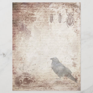 Gothic Raven Vintag Parchbook Scrapbook Paper