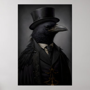 Gothic Raven Vintage Poster, Kunstposter Druck Poster
