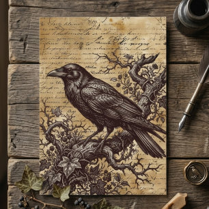 Gothic Raven Vintage Schriftzug Dark Academia Gruß Karte