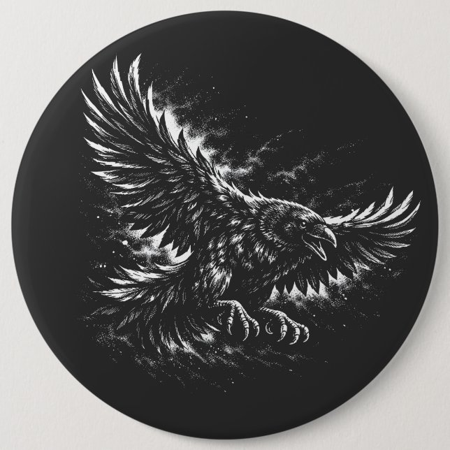 Gothic Raven – von BurnsInHell Button (Vorderseite)