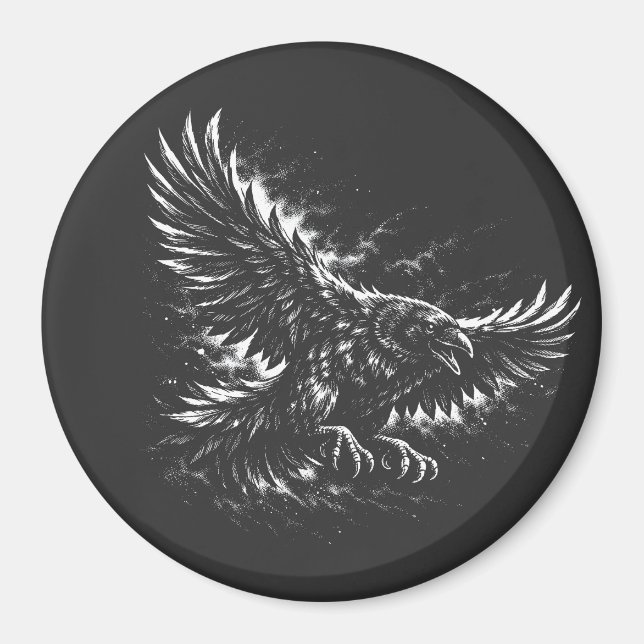Gothic Raven – von BurnsInHell Magnet (Vorne)