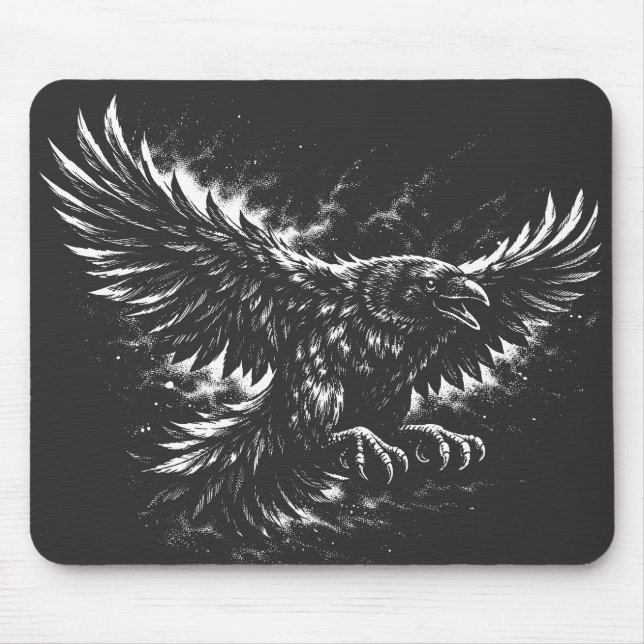 Gothic Raven – von BurnsInHell Mousepad (Vorne)
