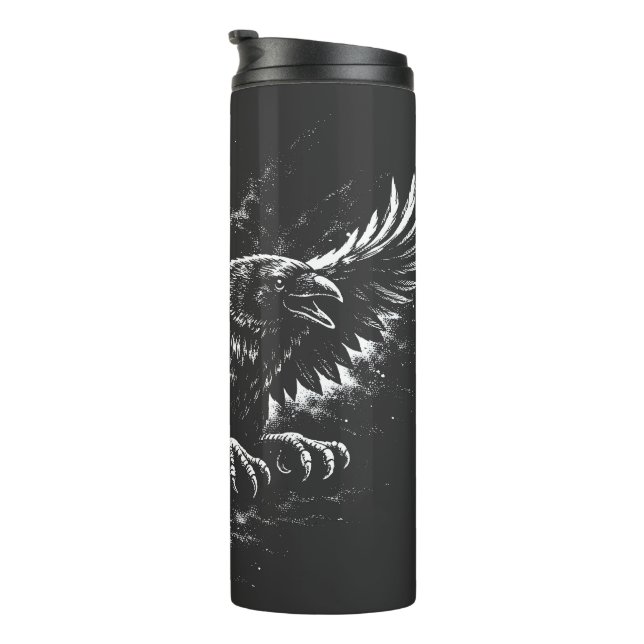 Gothic Raven – von BurnsInHell Thermosbecher (Nach rechts gedreht)