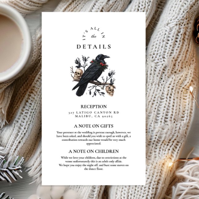Gothic Raven Winter Wedding Begleitkarte (Von Creator hochgeladen)