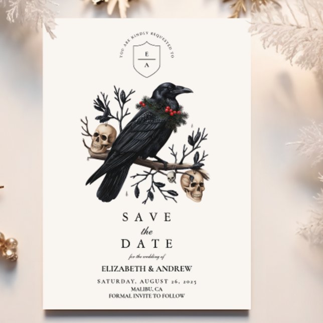 Gothic Raven Winter Wedding Save The Date (Von Creator hochgeladen)