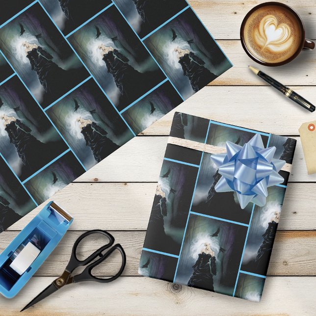 Gothic Ravens Forest Woman Black Geschenkpapier (Von Creator hochgeladen)