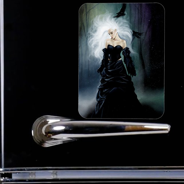 Gothic Ravens Forest Woman Black Magnet (Von Creator hochgeladen)