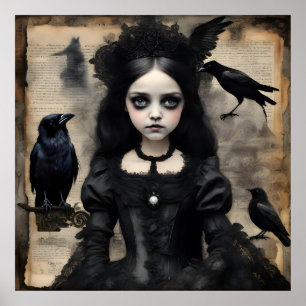 Gothic Ravens Mädchen Poster