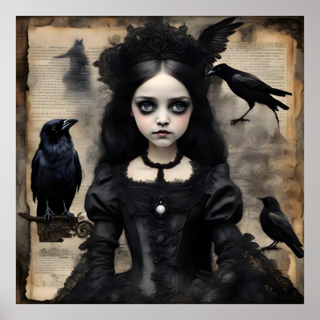 Gothic Ravens Mädchen Poster (Vorne)