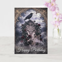 Gothic Ravens & Roses Grabstein Geburtstagskarte