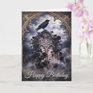 Gothic Ravens & Roses Grabstein Geburtstagskarte Karte