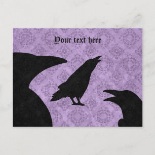 Gothic ravens schwarz und lila postkarte