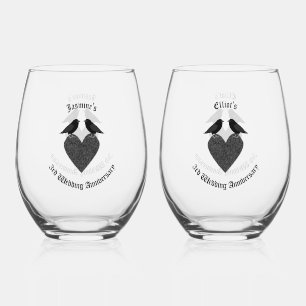 Gothic Ravens und Black Heart 3 Jubiläum Weinglas Ohne Stiel